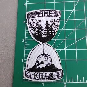 2/$10 Skull Diy Black and White Hourglass Patch